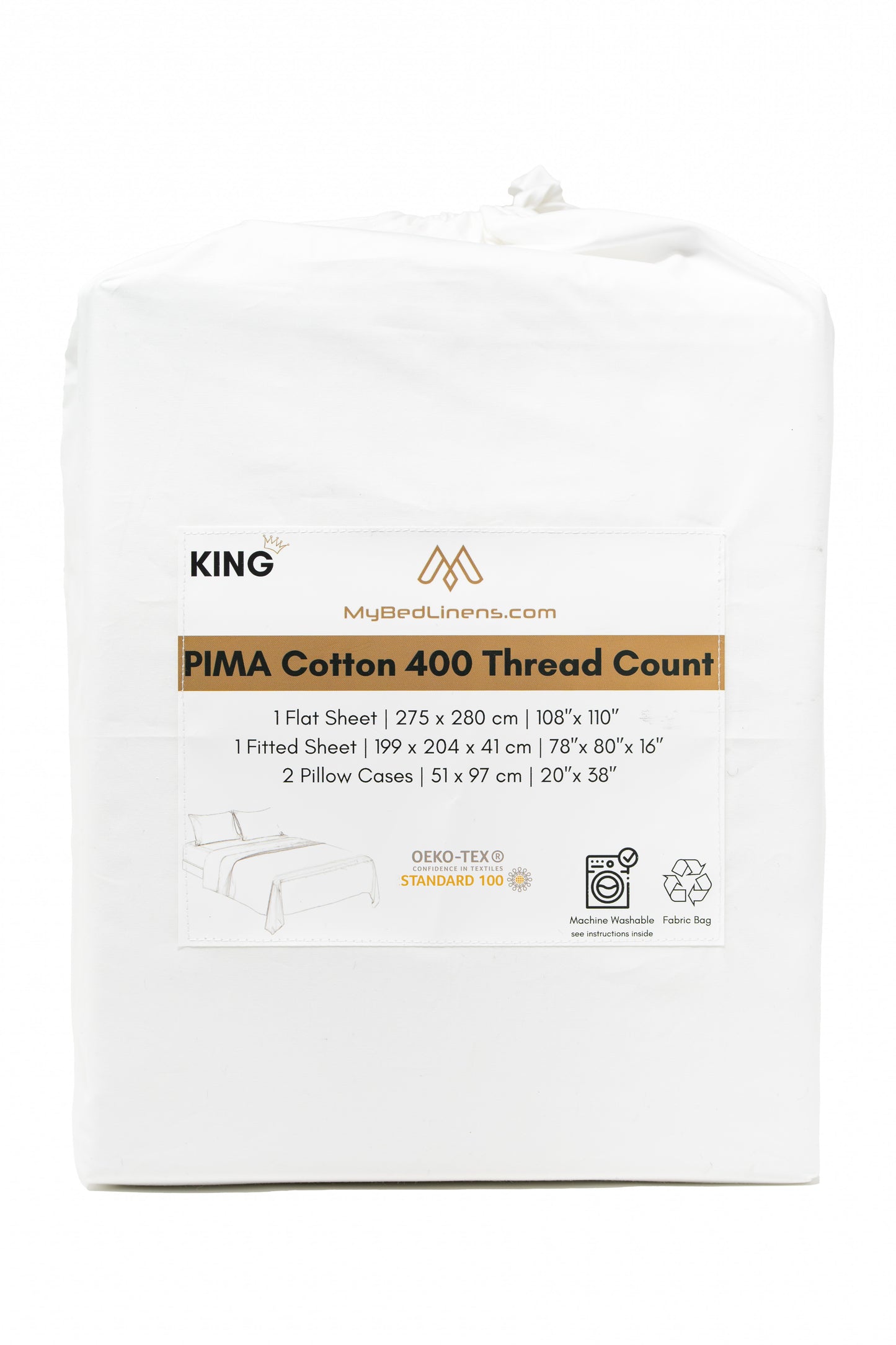 Pima Cotton 400TC, Soft, Premium Bedsheet Set – Twin, Queen, King – OEKO-TEX Certified
