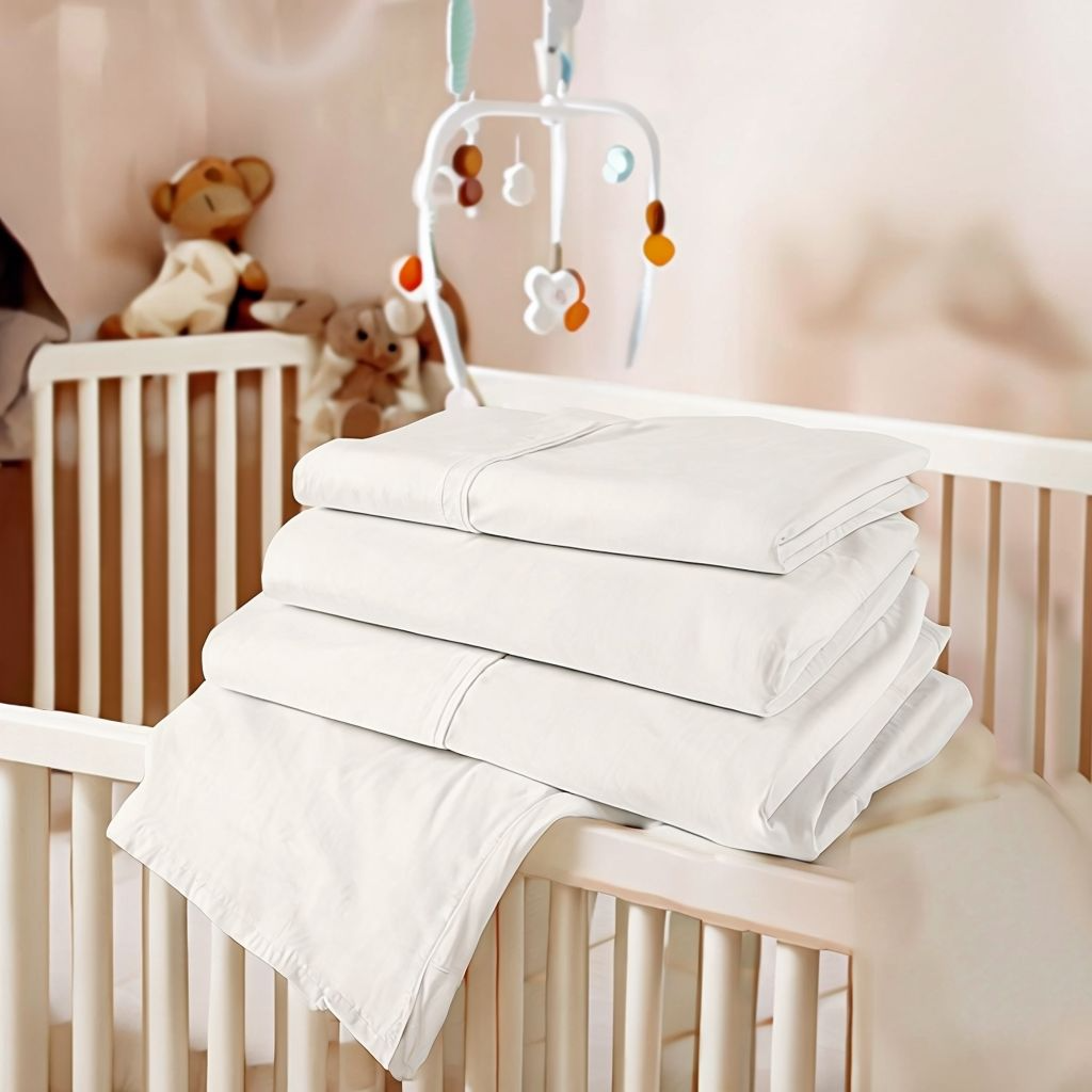 600 Thread Count Supima® Cotton Crib Sheets – White, Ultra-Soft, Hypoallergenic, Breathable, Standard Crib Size