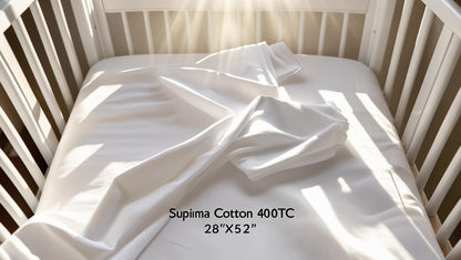 600 Thread Count Supima® Cotton Crib Sheets – White, Ultra-Soft, Hypoallergenic, Breathable, Standard Crib Size